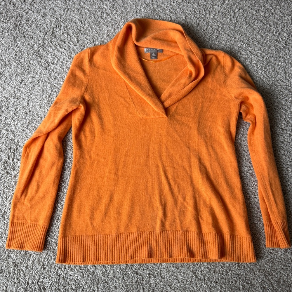 Cashmere by Charter Club Bright Orange Cowl Neck Sweater